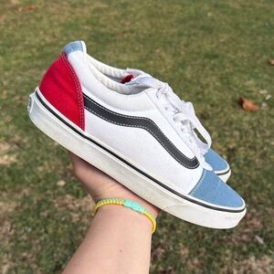 Men’s Vans Old Skool Red Blue White Shoes Sneakers  508731 Size 9